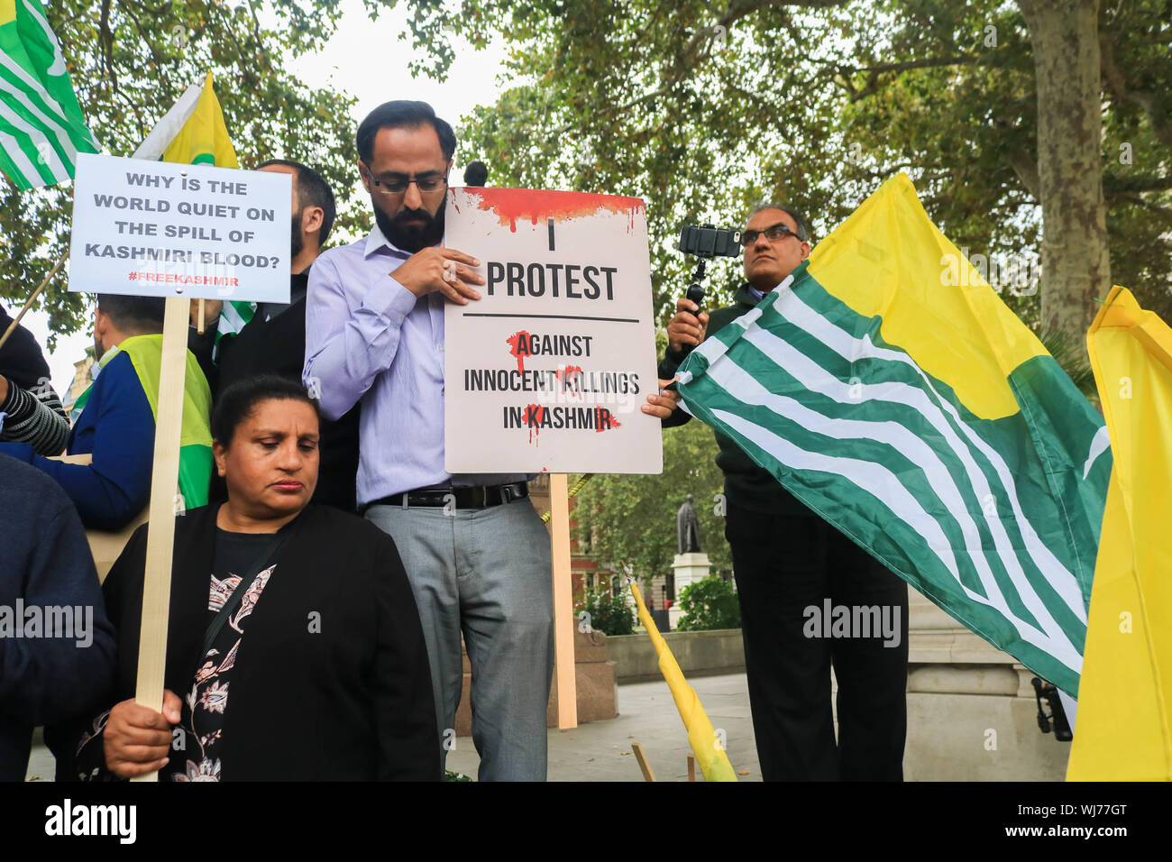 Westminster London,uK. 3rd September 2019. Protesters With Kashmiri ...