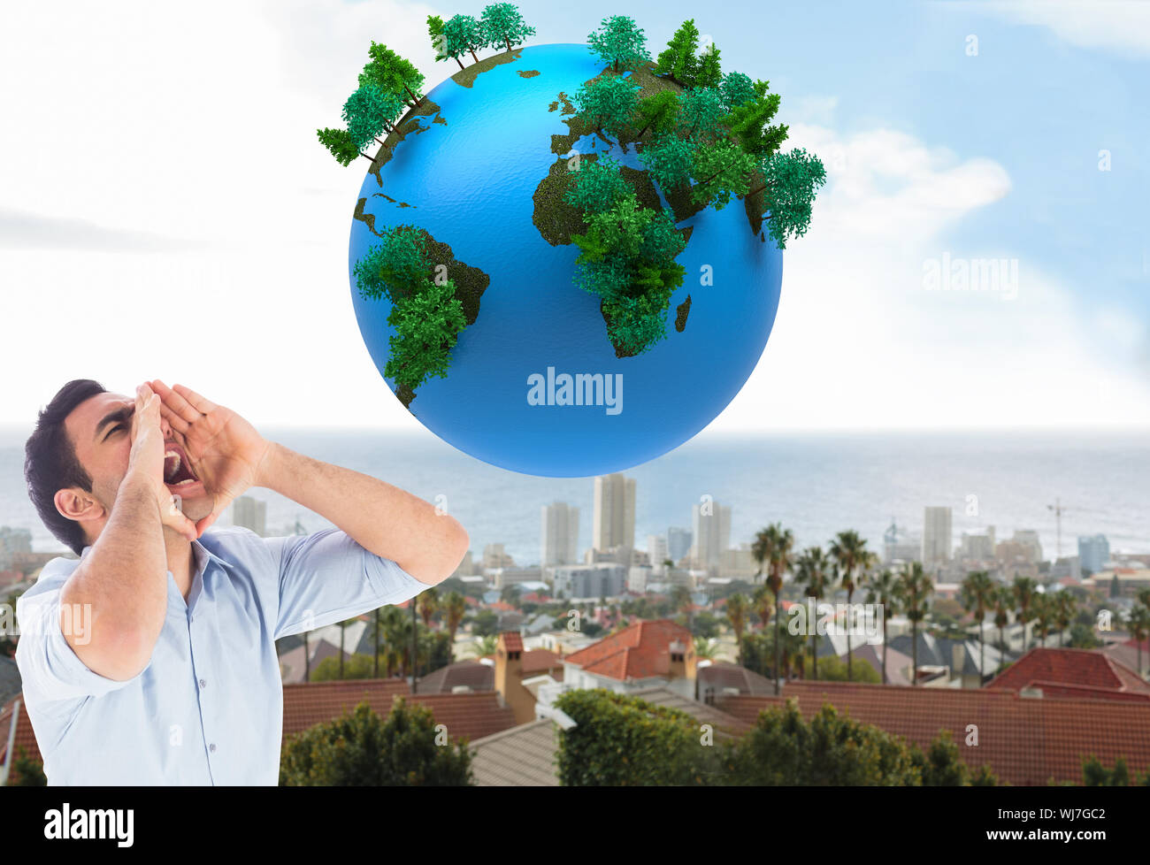 Composite image of shouting casual man standing Stock Photo