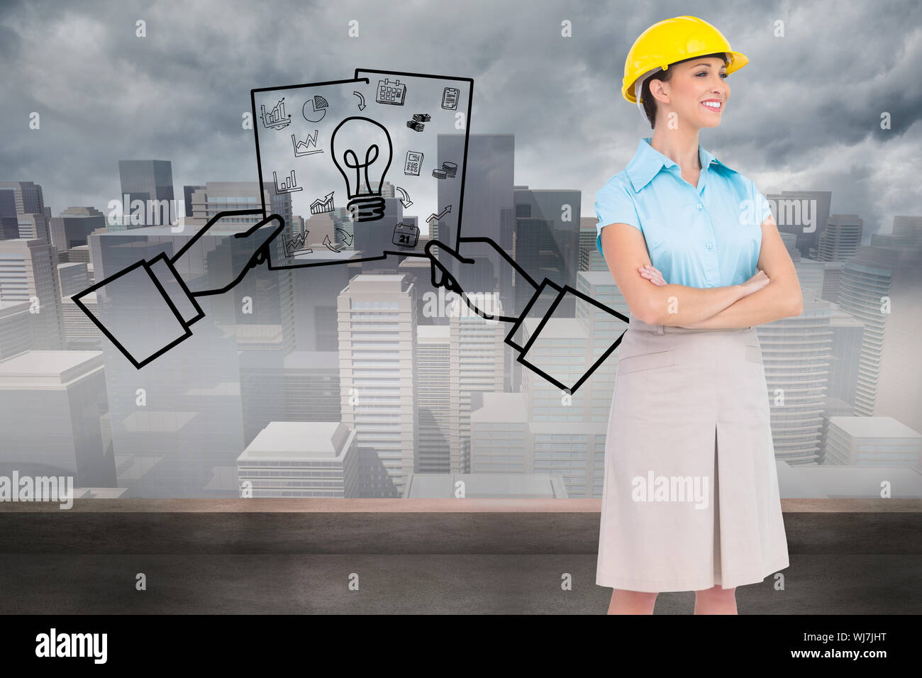 Composite image of smiling attractive architect posing Stock Photo