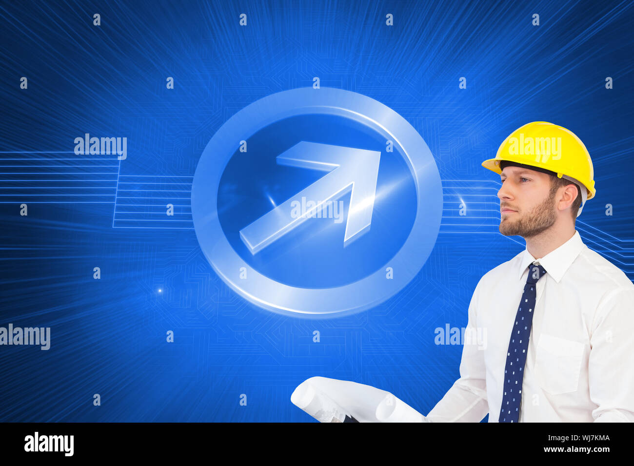 Composite image of thoughtful young architect posing Stock Photo