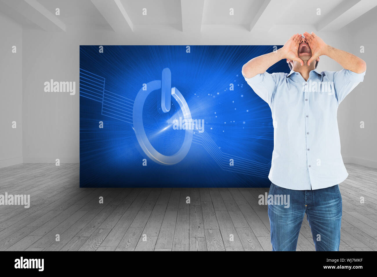 Composite image of shouting casual man standing Stock Photo