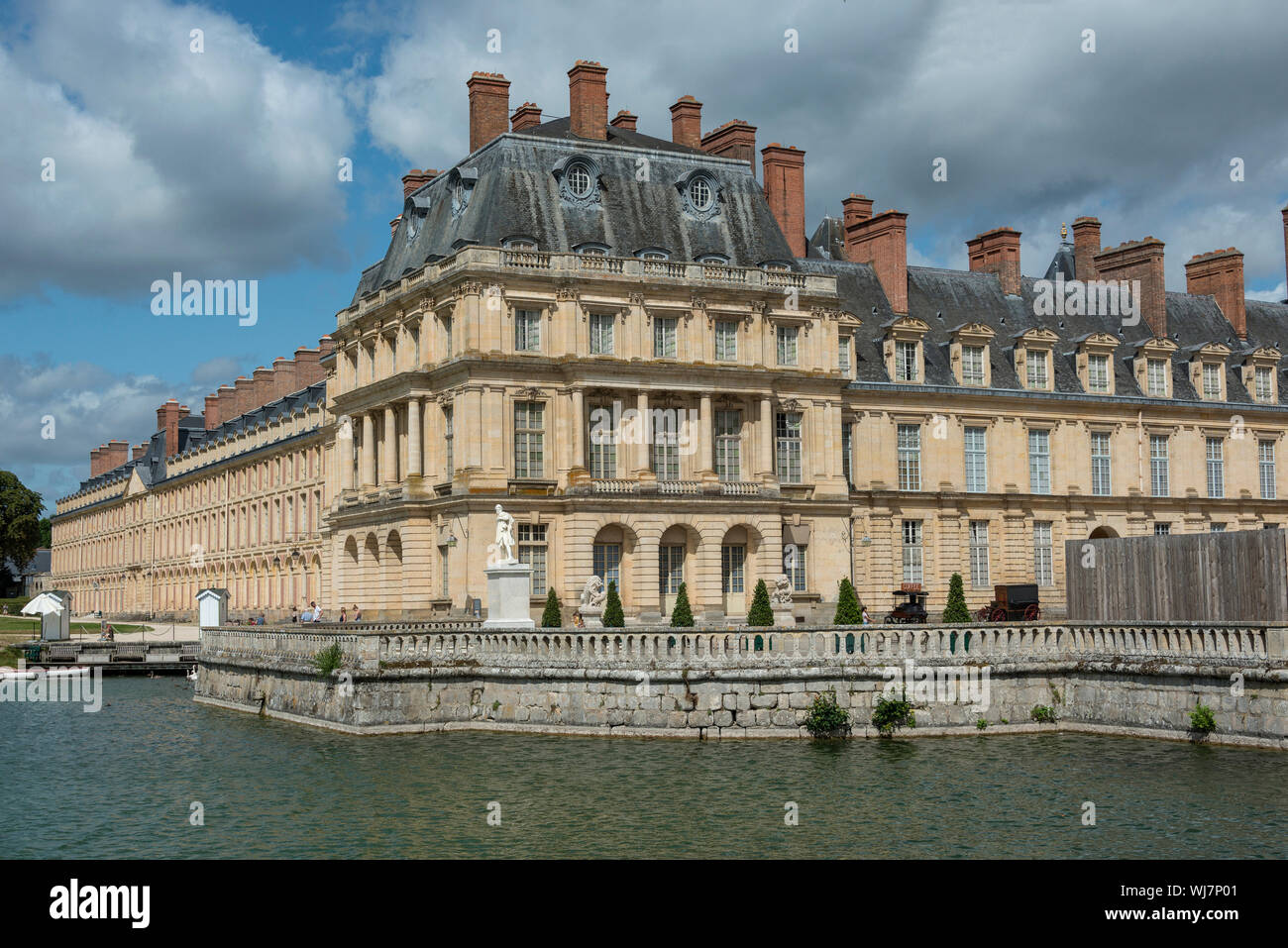 View of the chinese museum porch from the carps pond Fontainebleau Stock Photo