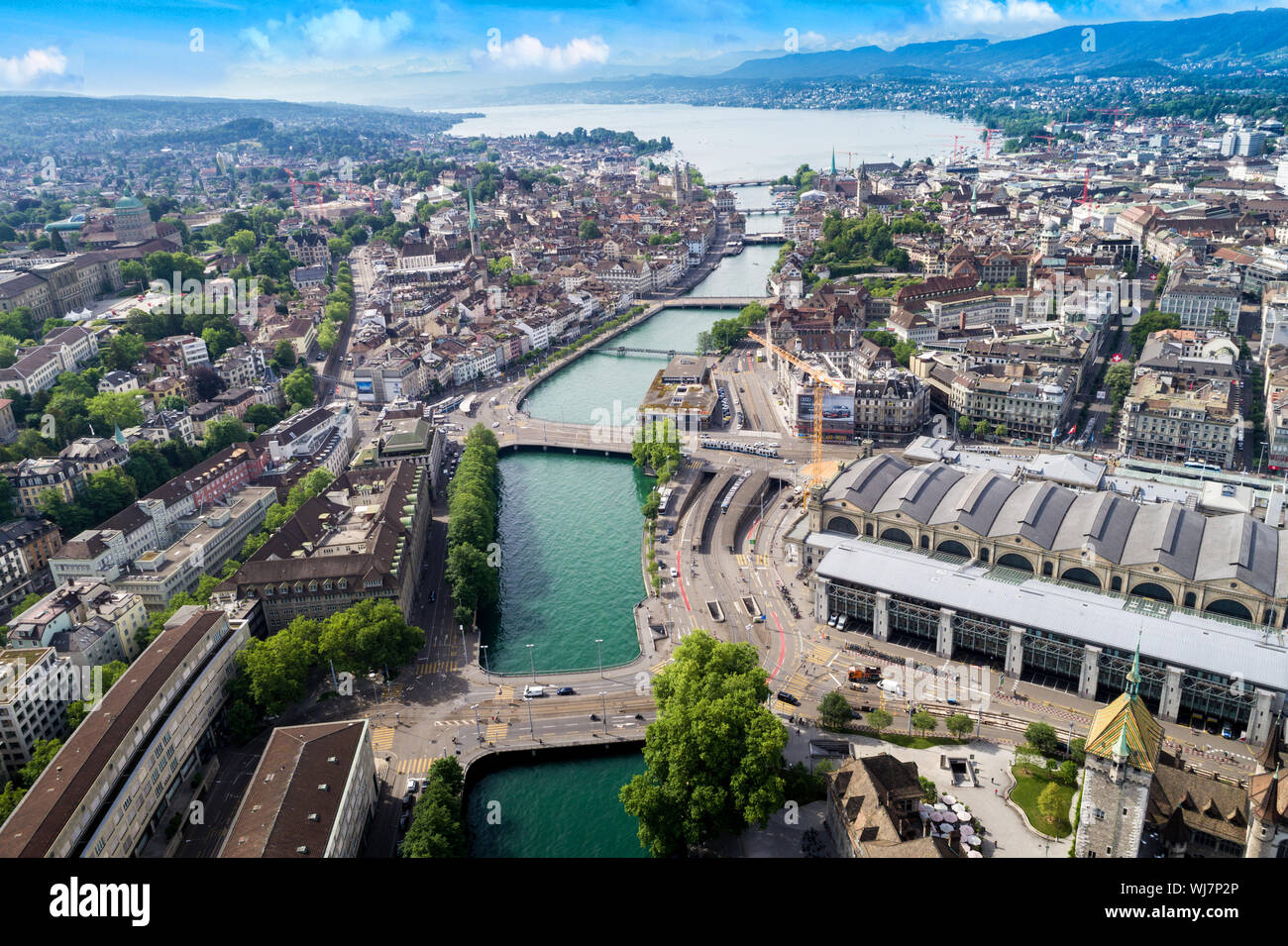 Aerial view of the city of Zurich HB Stock Photo Alamy