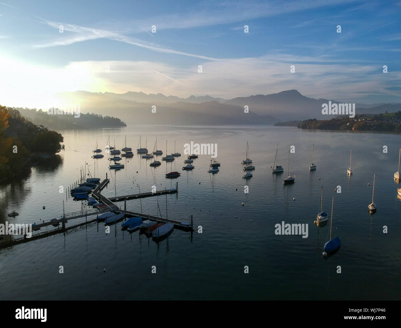 Aerial view Lucerne marina Stock Photo Alamy