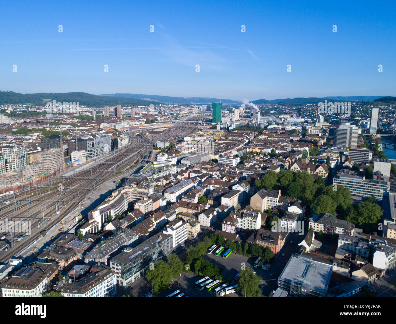 'Aerial view Zurich Kreis 5 &amp Stock Photo