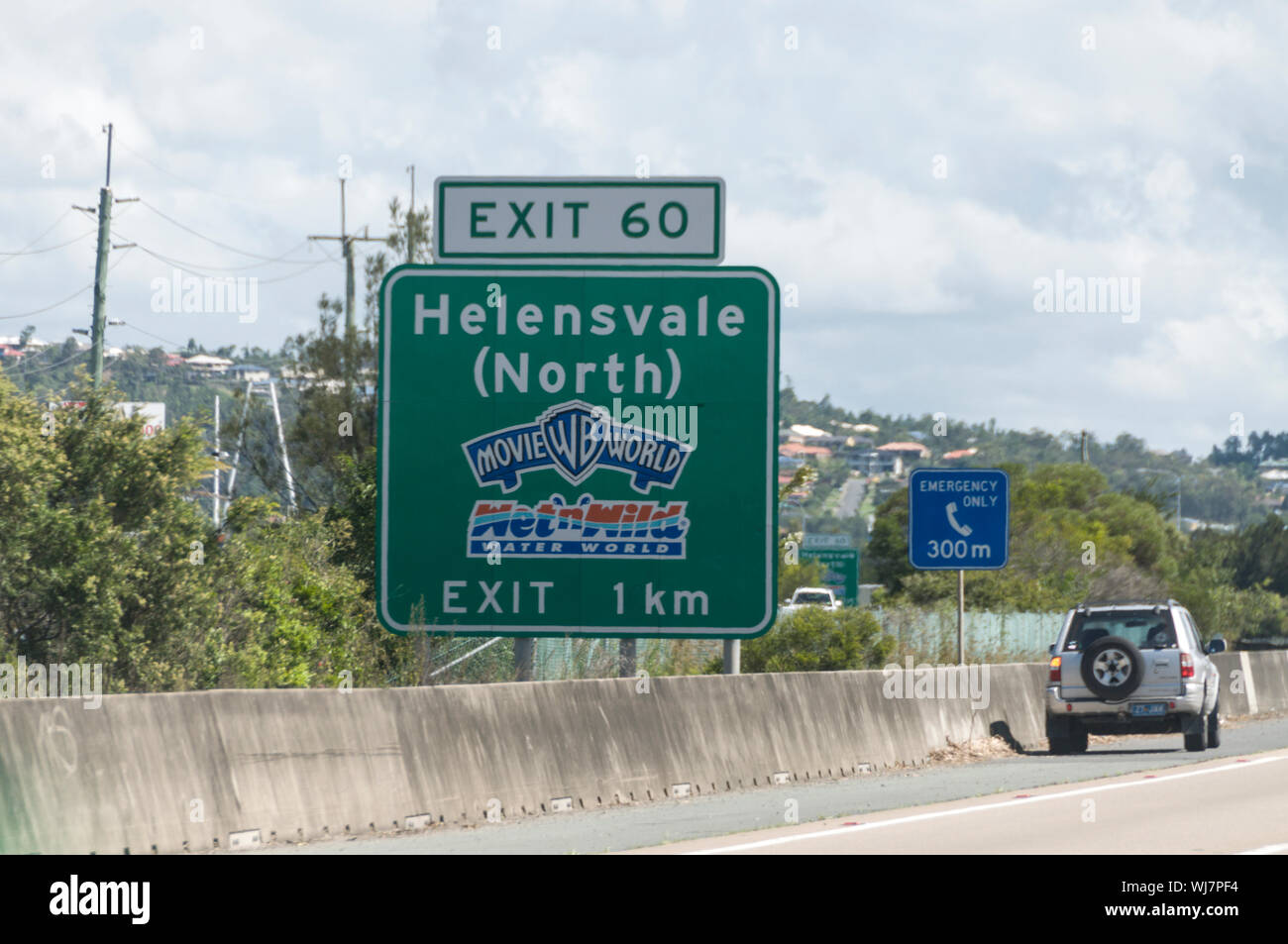 Road Sign For The Movie World At Helenvale On The M1 In Queensland Australia Stock Photo Alamy