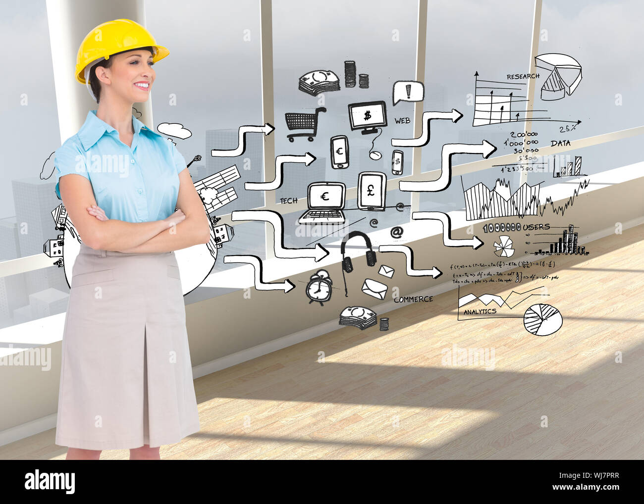 Composite image of smiling attractive architect posing Stock Photo