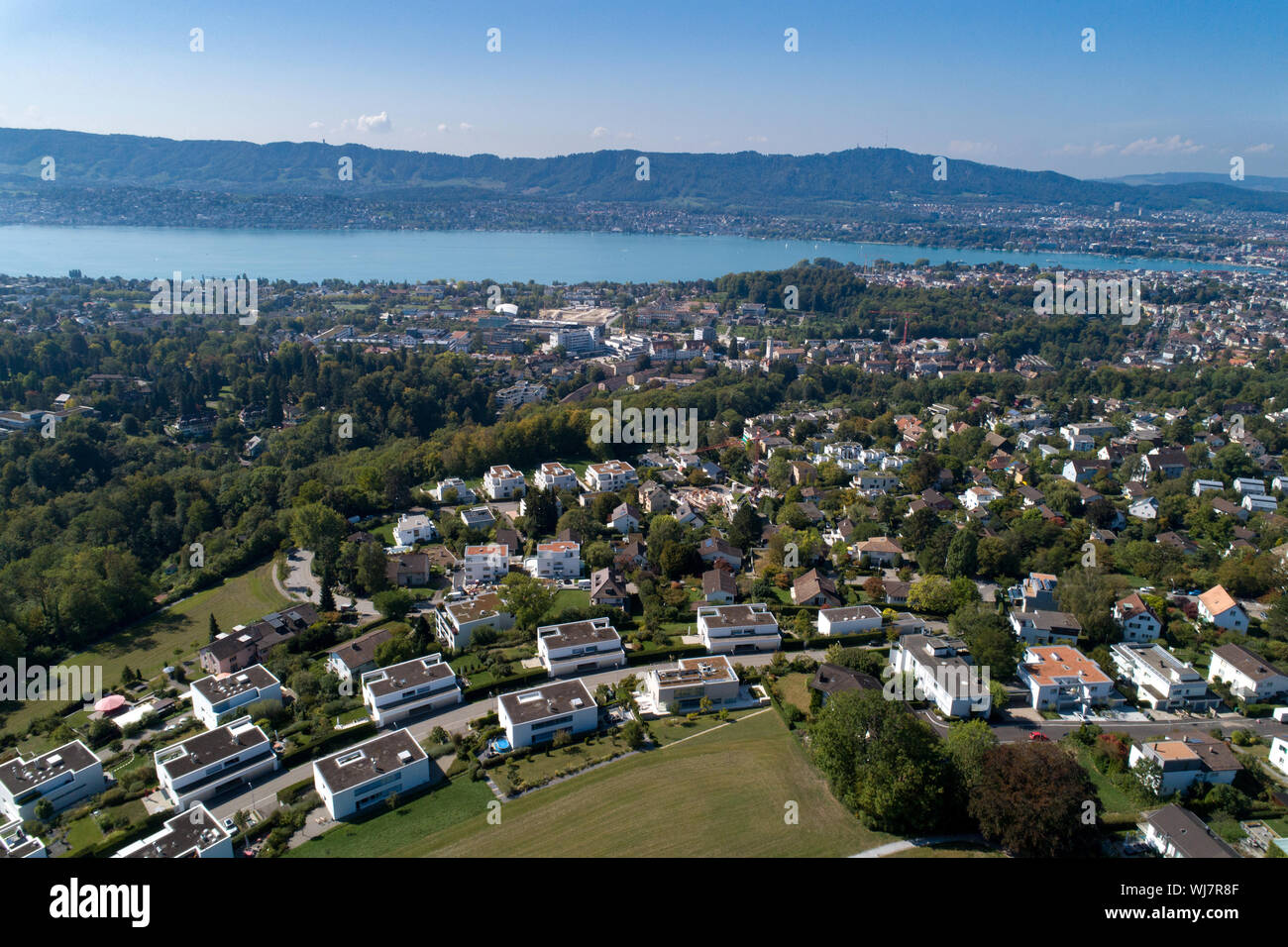 Zurich district 7 aerial photo Stock Photo
