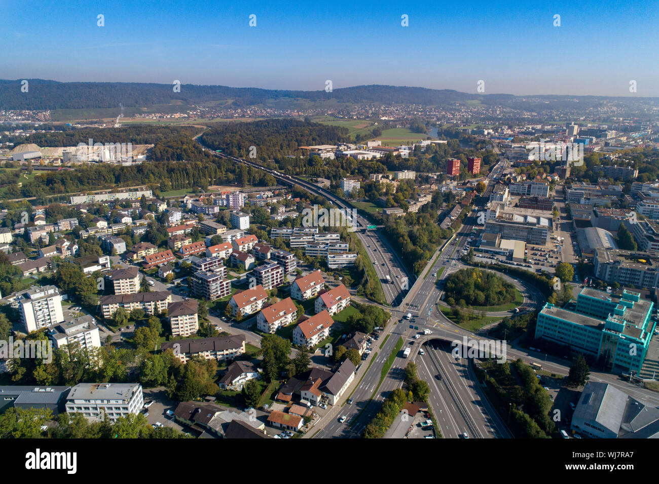 Aerial view Urdorf Stock Photo