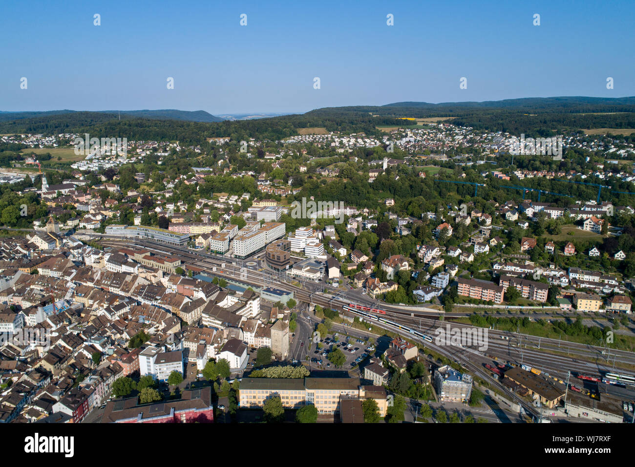 Schaffhausen train station aerial view Stock Photo - Alamy