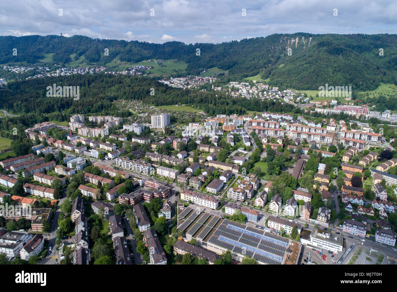 Aerial view Zurich Wollishofen Stock Photo Alamy