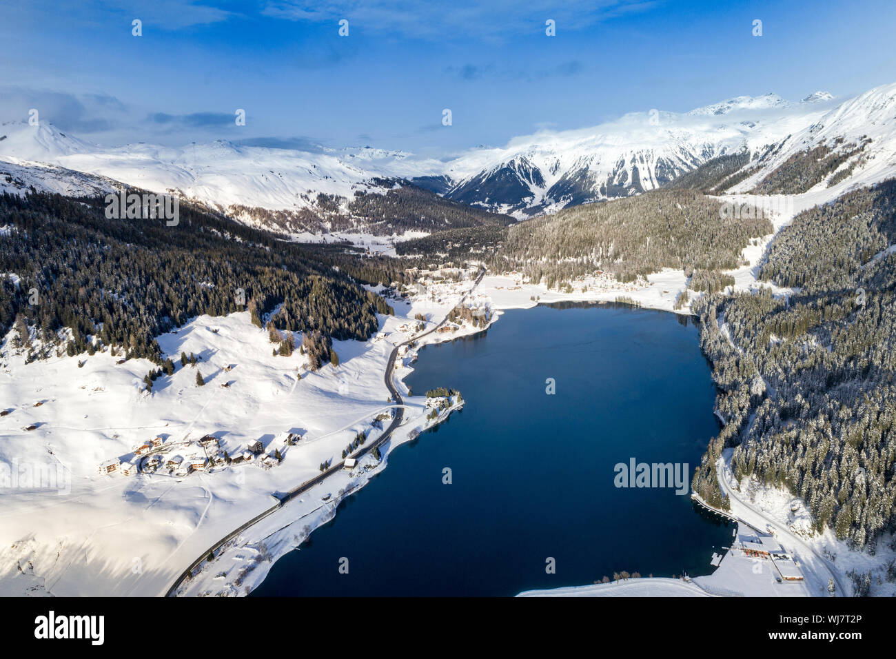 Aerial view mountain lake Davos Stock Photo Alamy