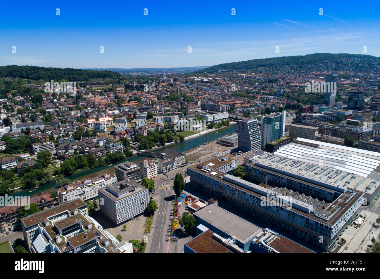 Aerial view Zurich Kreis 5 Hardturmstrasse Stock Photo