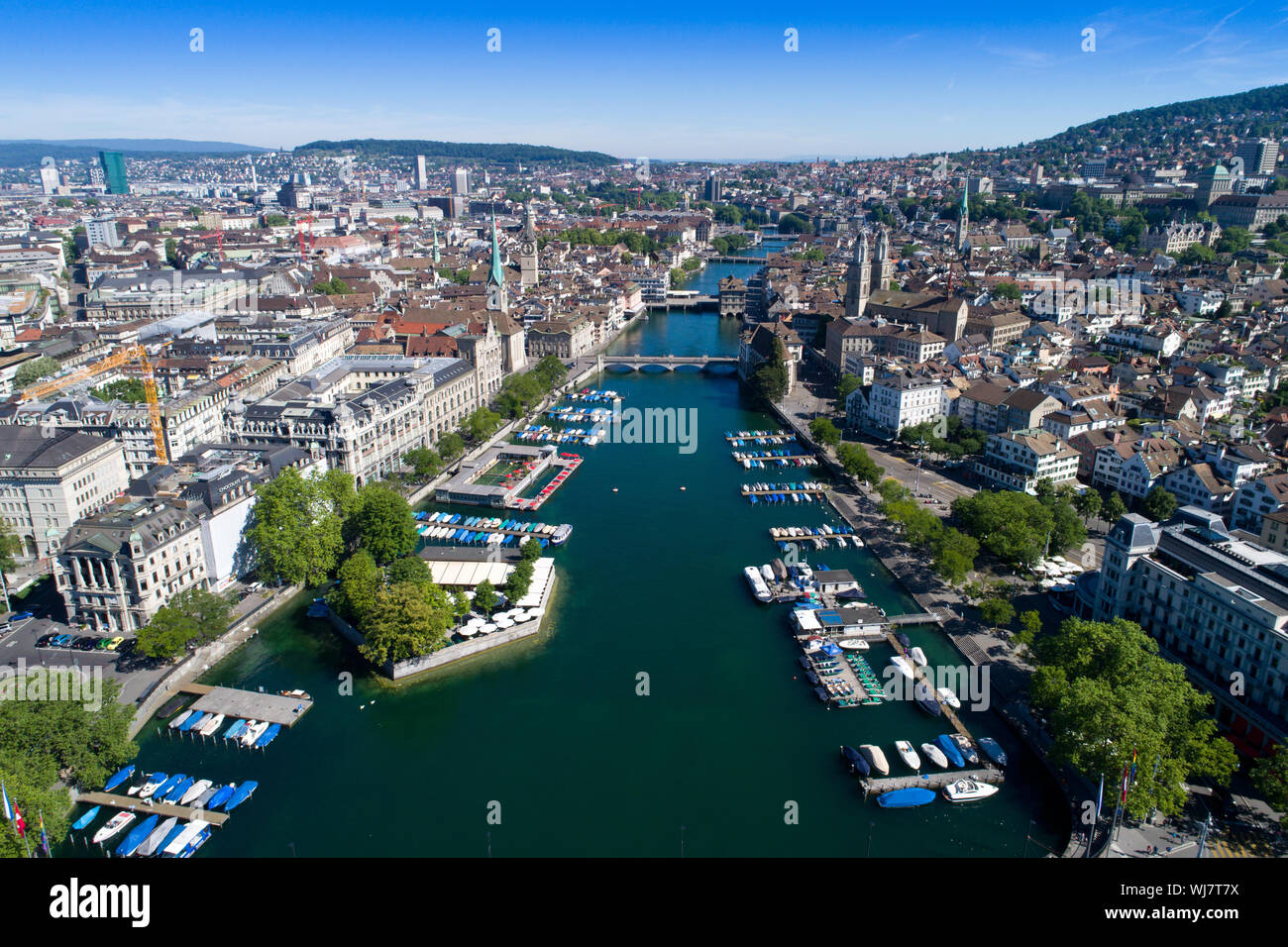 Aerial view of the city of Zurich Bauschänzli Stock Photo