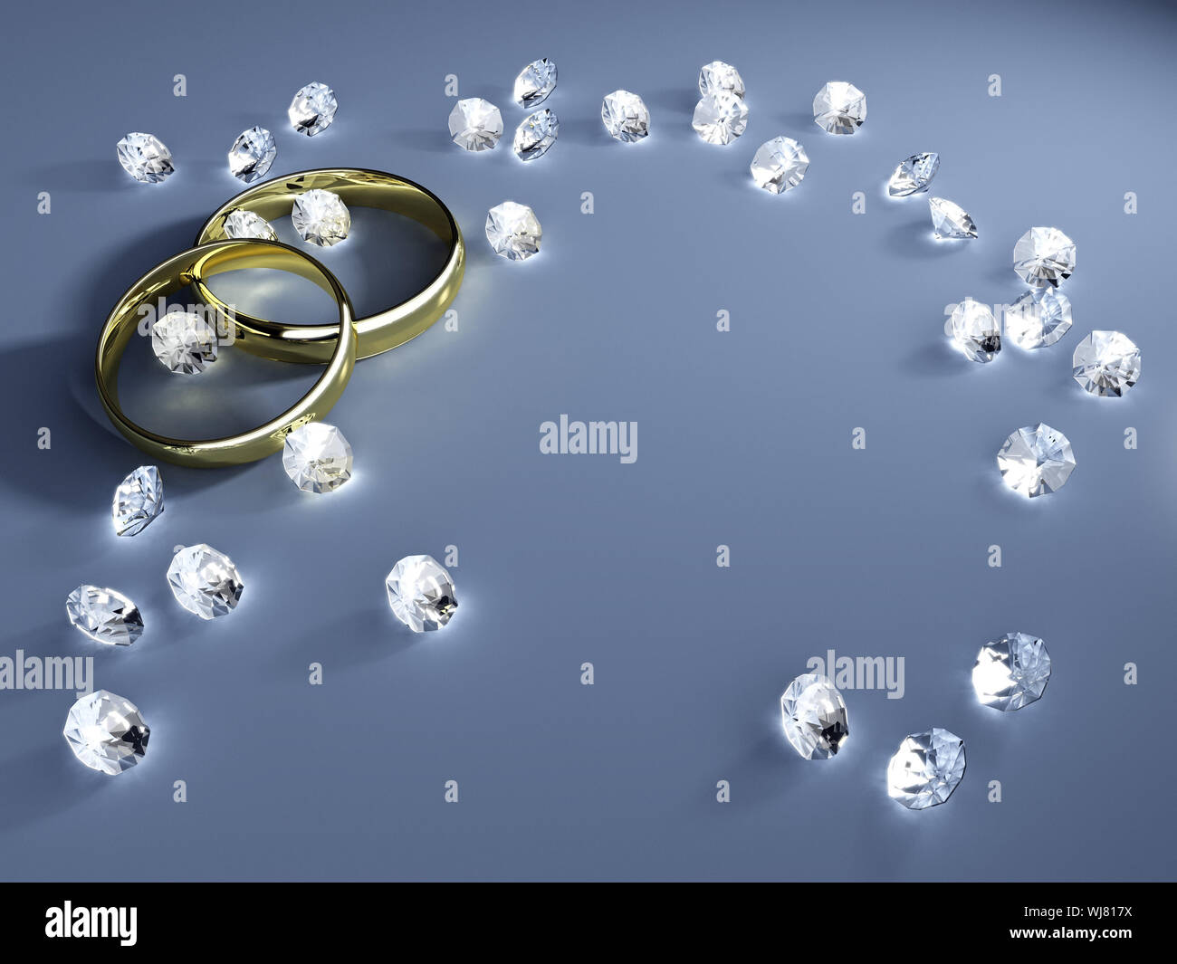 A wedding background with golden rings and diamonds Stock Photo - Alamy