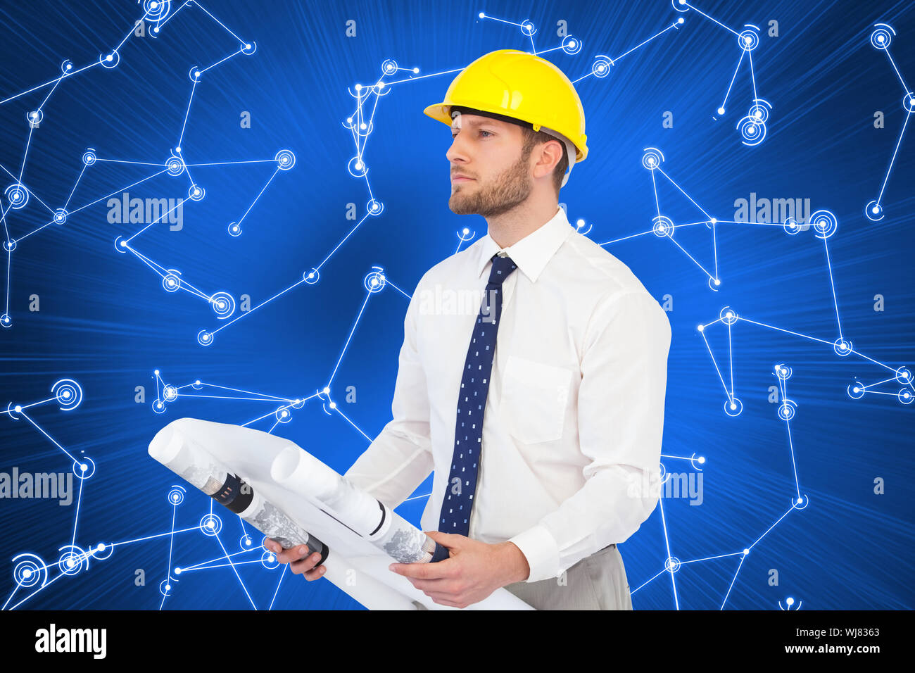 Composite image of thoughtful young architect posing Stock Photo