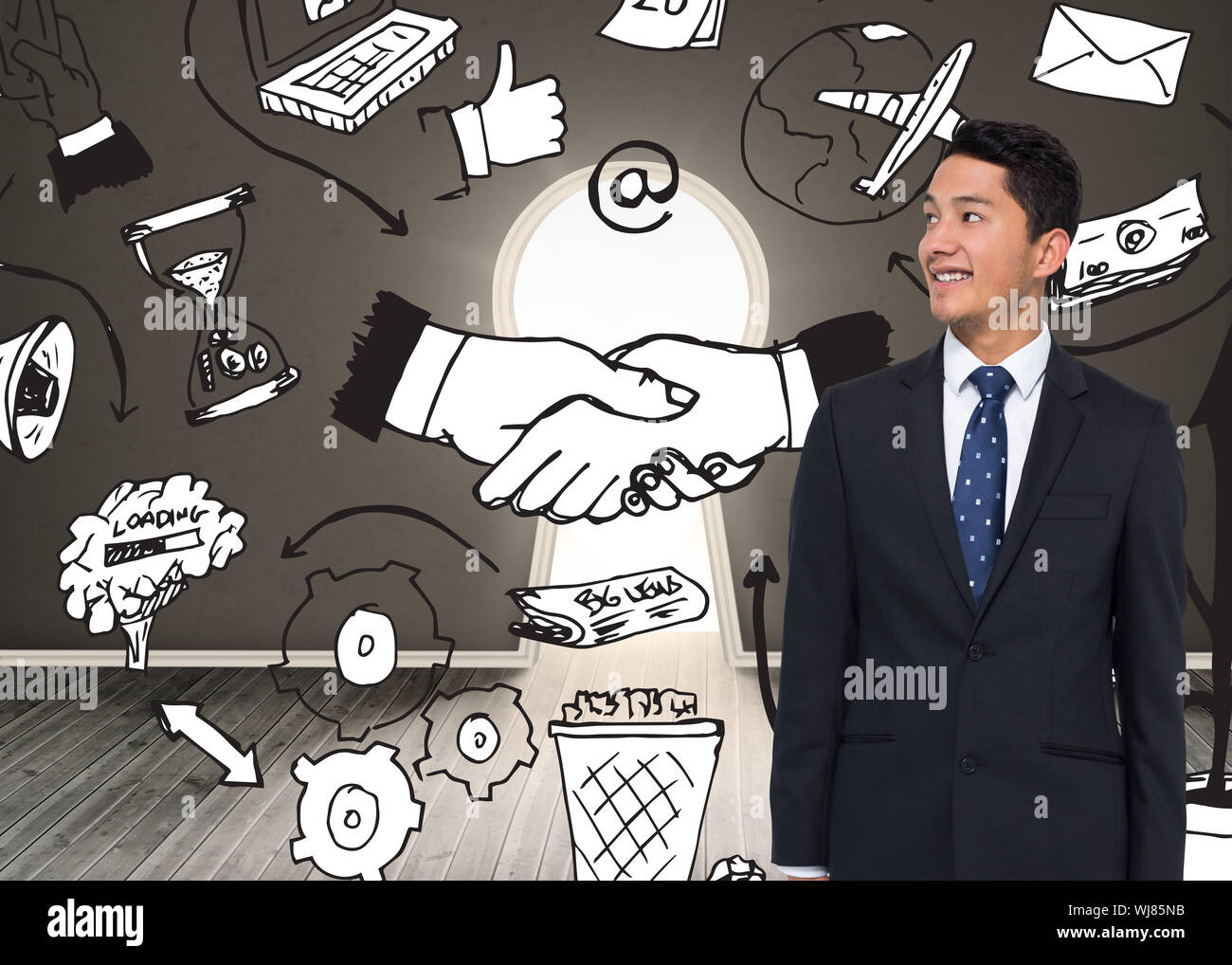 Composite image of smiling asian businessman Stock Photo - Alamy