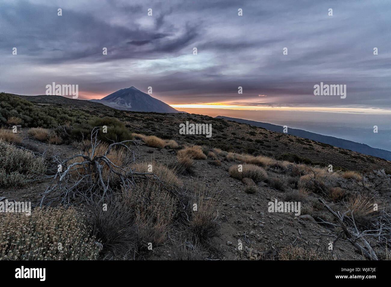 the teide volcano at sunset Stock Photo
