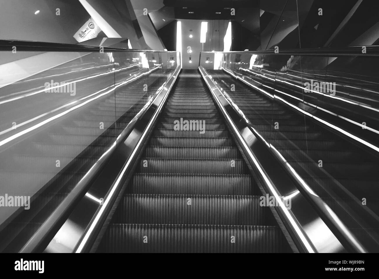 Glass elevator not escalator Black and White Stock Photos & Images Alamy