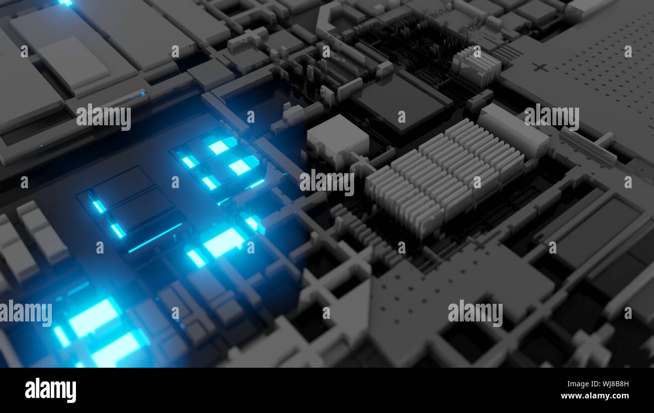3d render Abstract Technology Background With Cubes. Digital technology ...