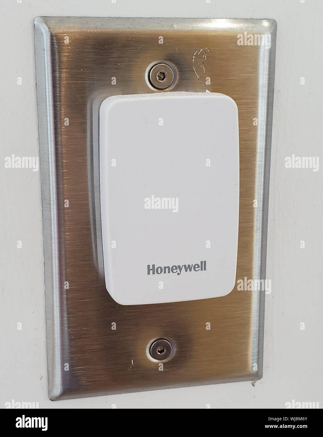 Close-up of HVAC temperature sensor from Honeywell, September 2, 2019. () Stock Photo