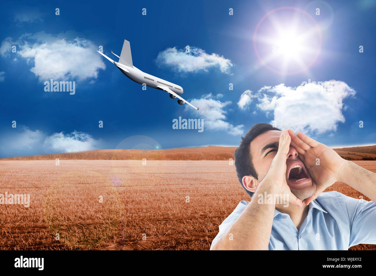 Composite image of shouting casual man standing Stock Photo