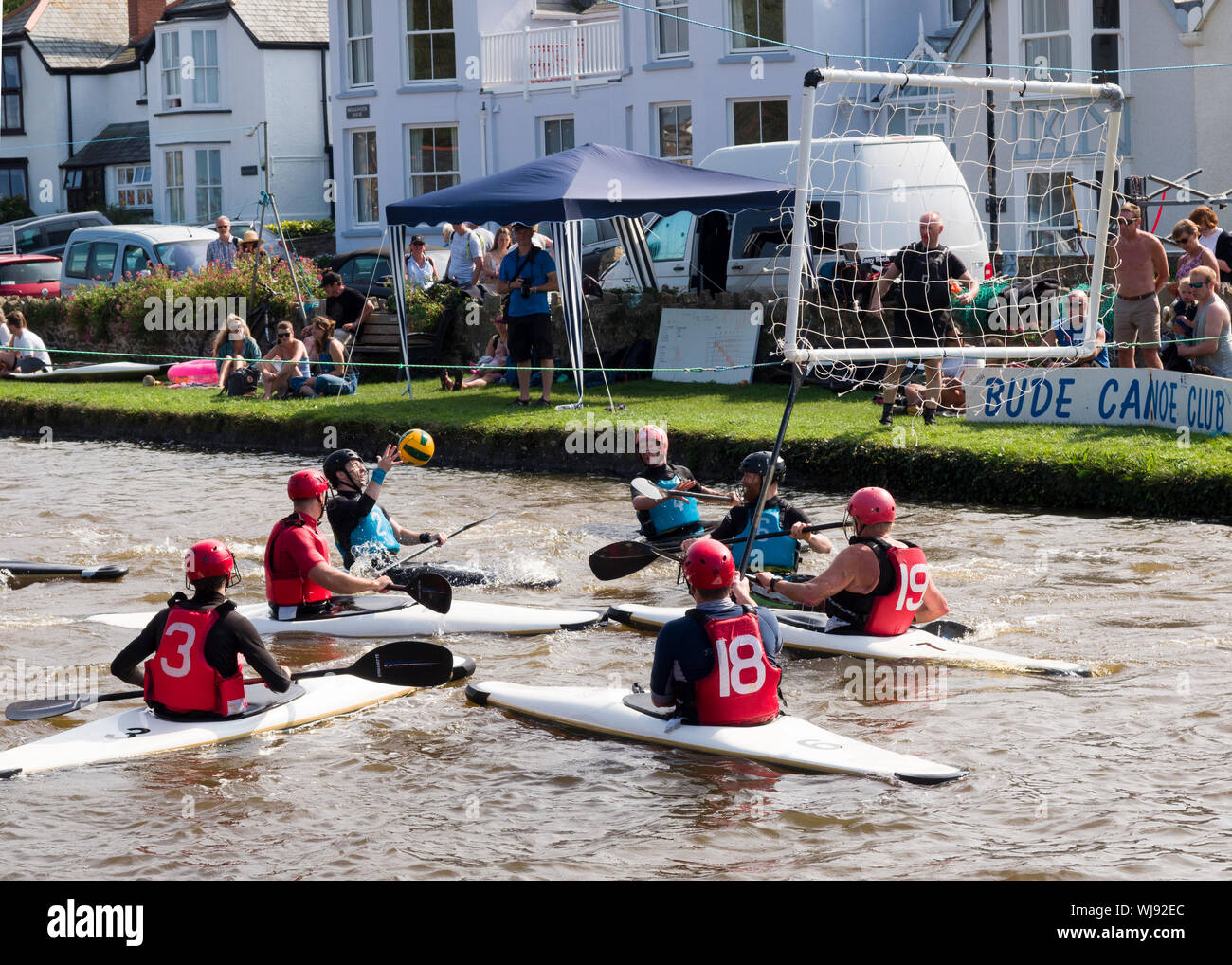 Canoe water polo on the Bude Canal, Cornwall, UK Stock Photo Alamy