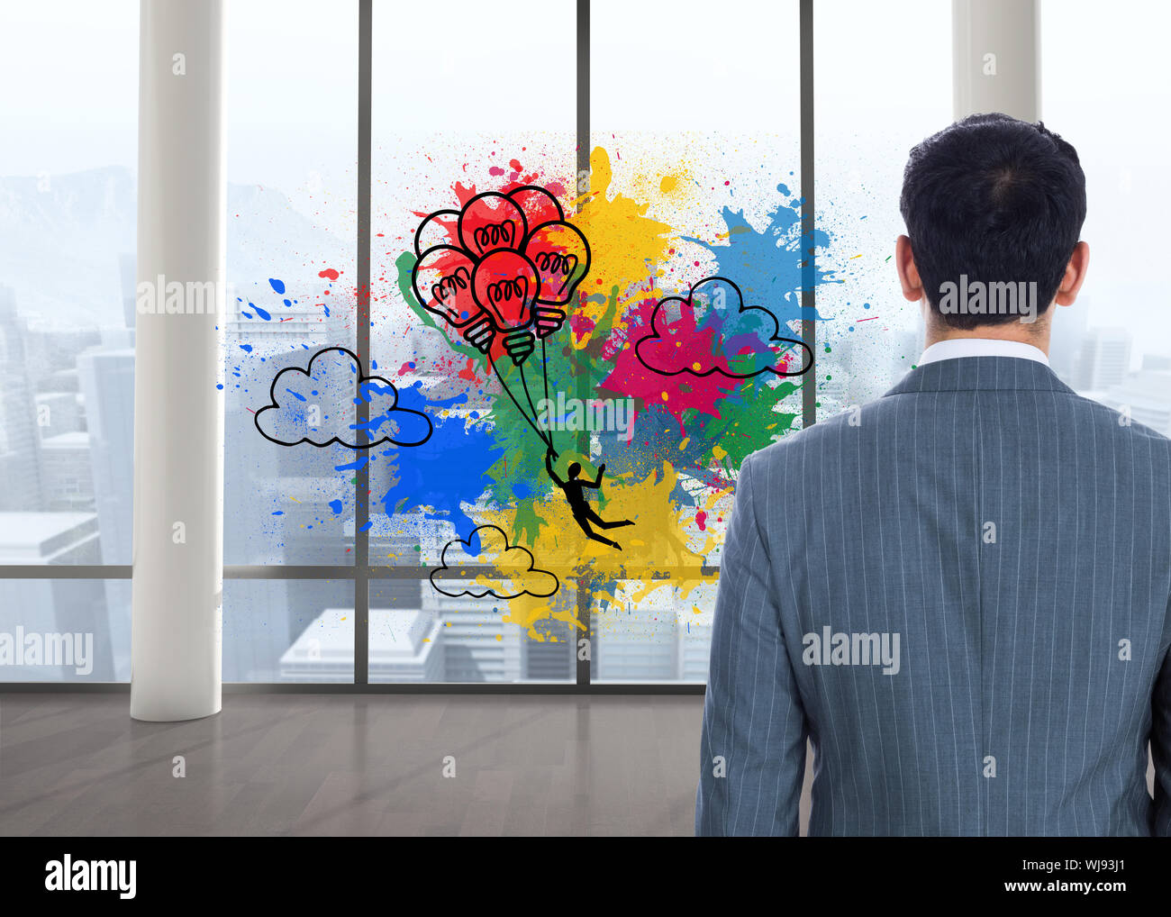 Composite image of businessman standing Stock Photo