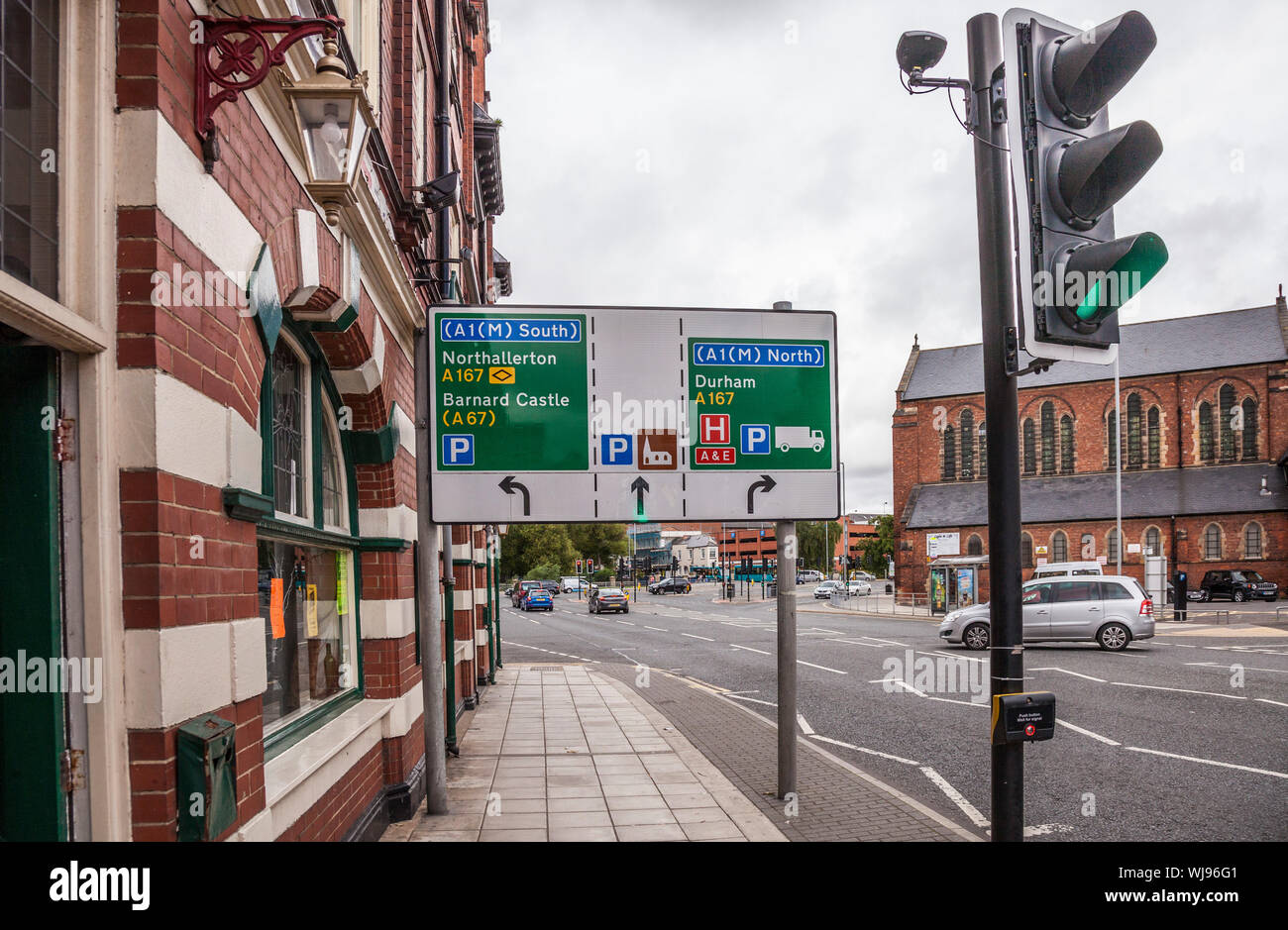 Parkgate in Darlington,England,UK showing the traffic signs and main