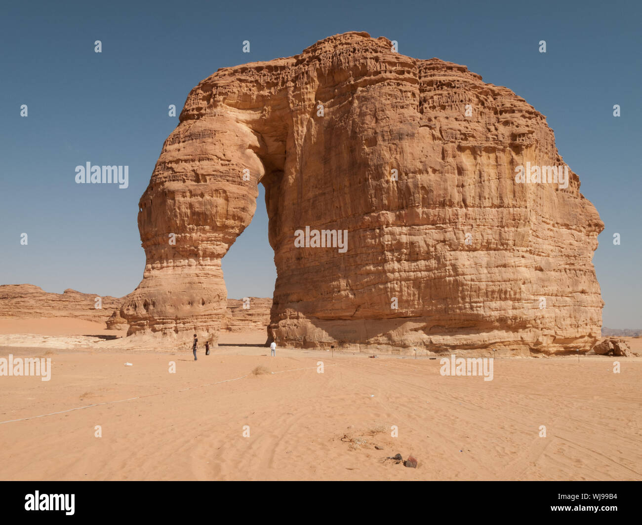 The rock formation known as the Elephant Rock in Al Ula, Saudi Arabia (KSA). Stock Photo