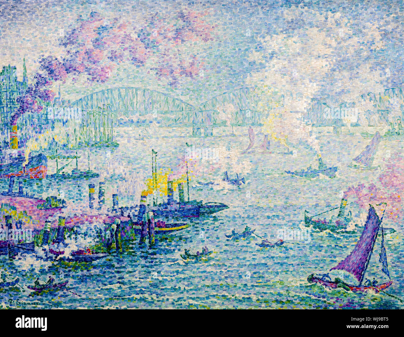 Paul Signac, The Port of Rotterdam, landscape painting, 1907 Stock Photo