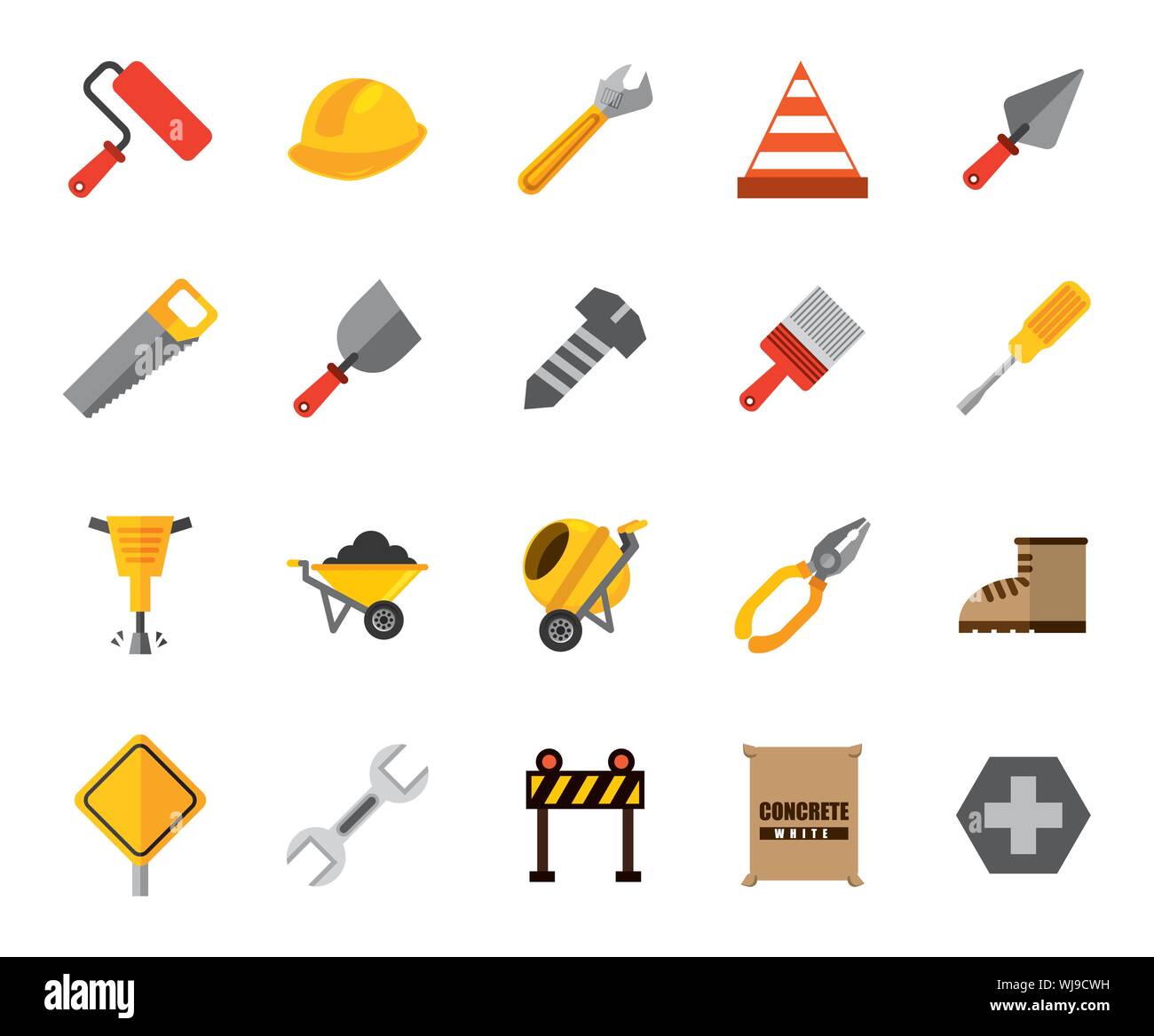 bundle of construction tools icons Stock Vector