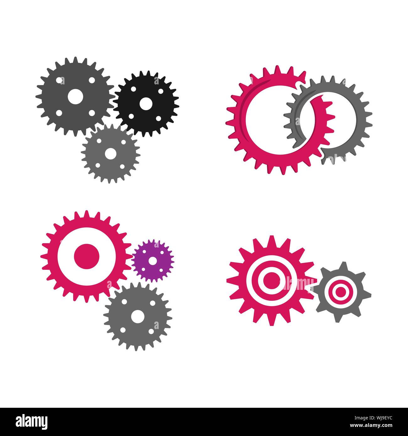 Gear icon set vector image design on white background. Setting or moving logo vector design Stock Vector
