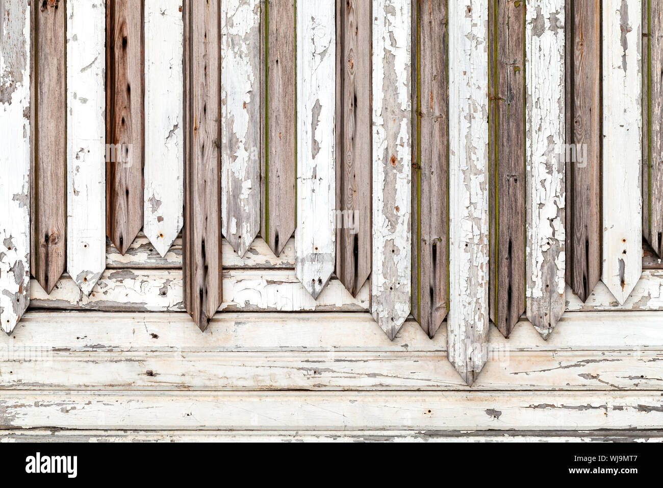 Old white wooden wall pattern with grungy paint layer over vertical ...