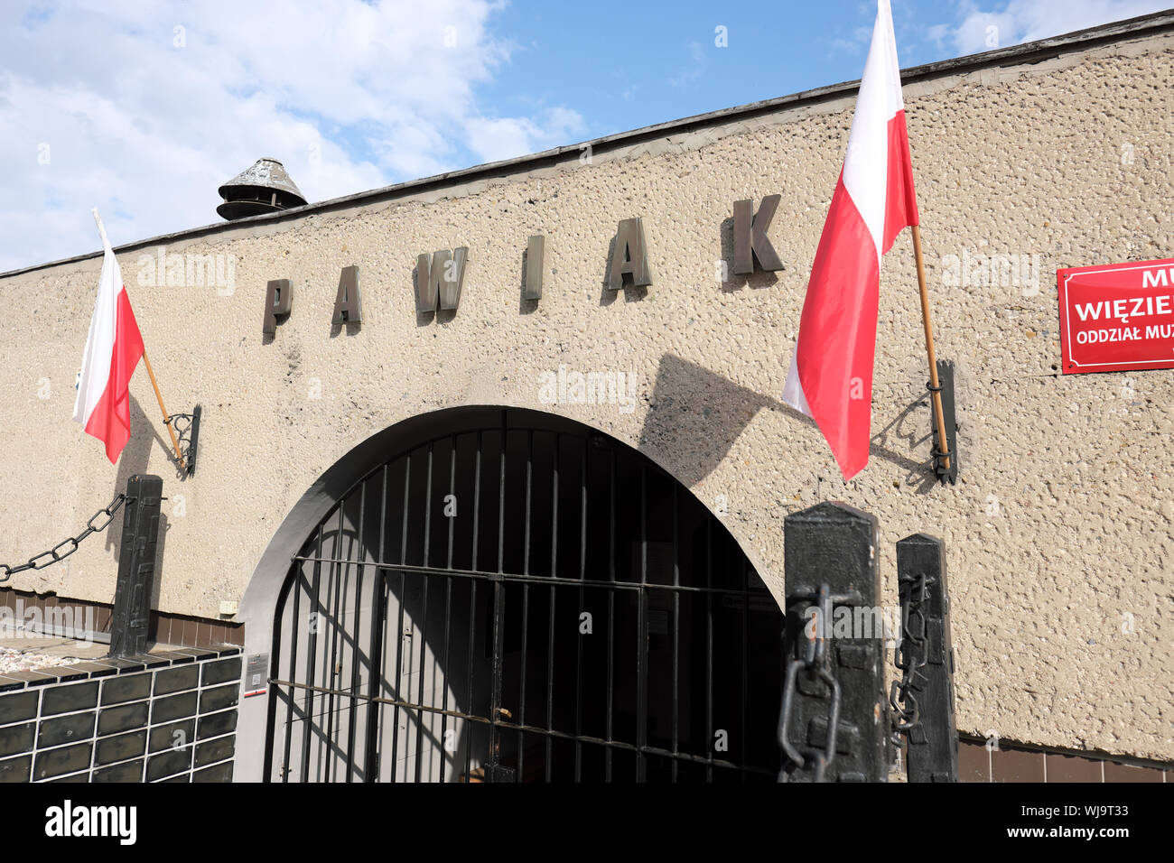 Warsaw Poland - the entrance to the Pawiak prison used as a torture and murder centre by the German Nazis in WW2 Stock Photo