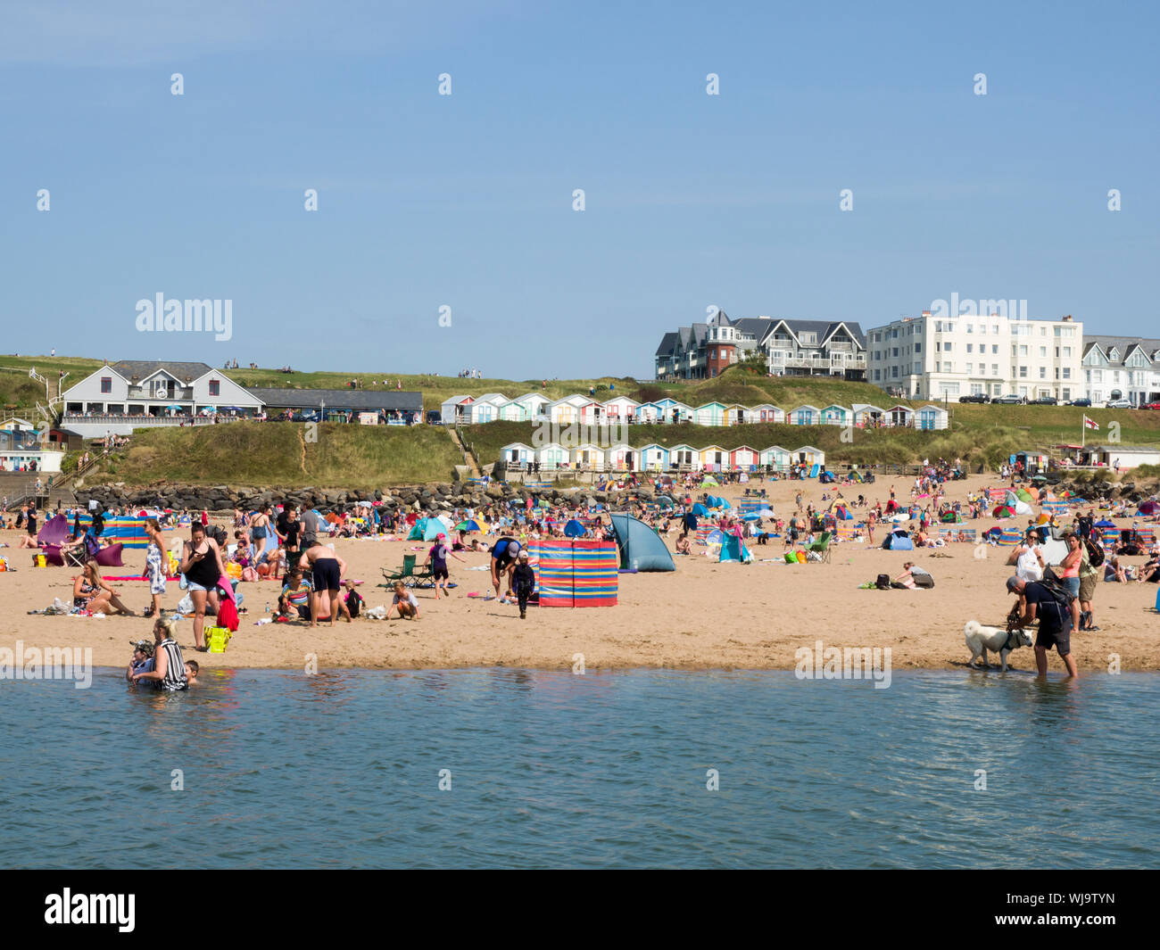 Summerleaze beach, Bude, Cornwall, UK during the summer holidays. Stock Photo