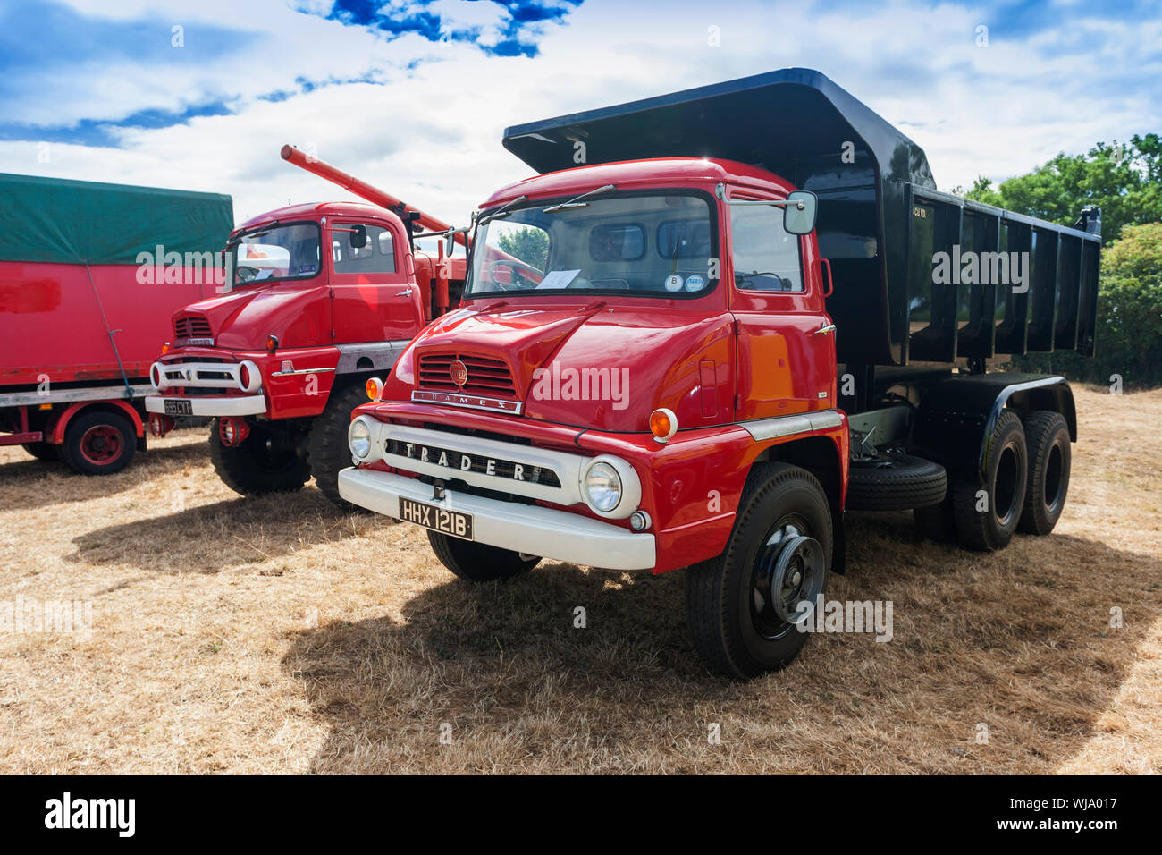 Two restored Ford Thames Trader lorries at the 2018 Low Ham Steam Rally, Somerset, England,UK Stock Photo
