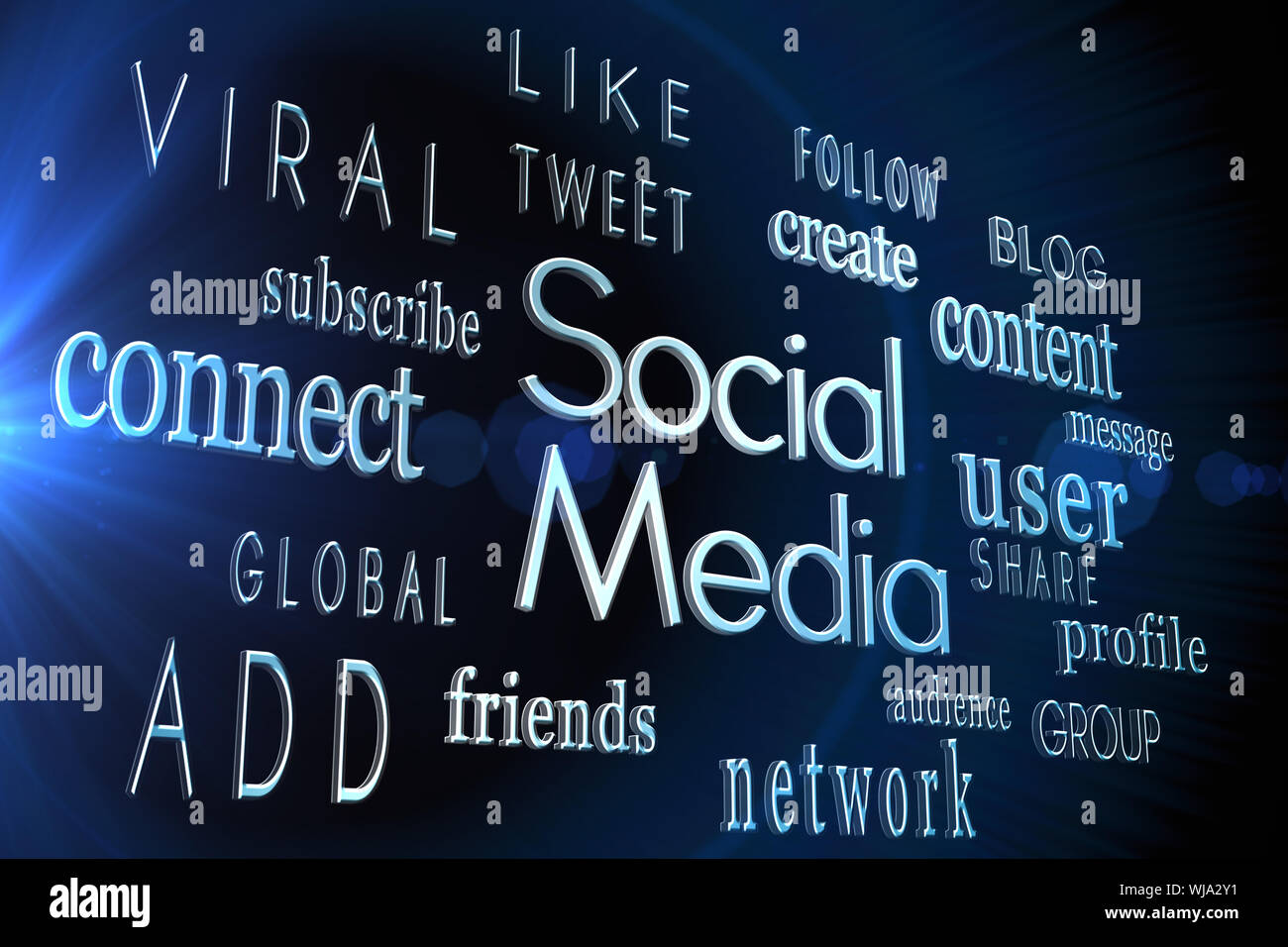 Social media words on black background Stock Photo - Alamy