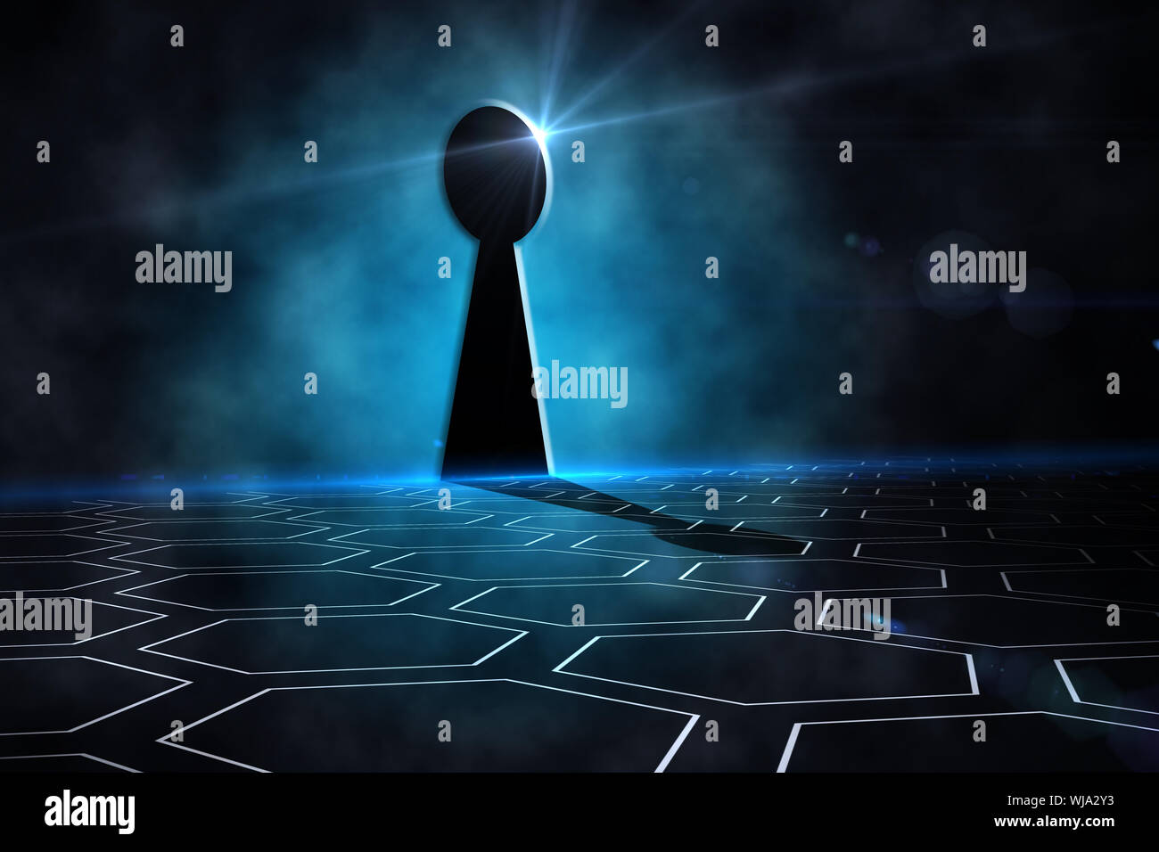 Keyhole on technological black background Stock Photo - Alamy