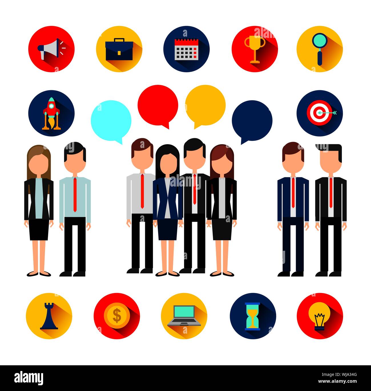 bundle of business people avatars and supplies Stock Vector Image & Art ...