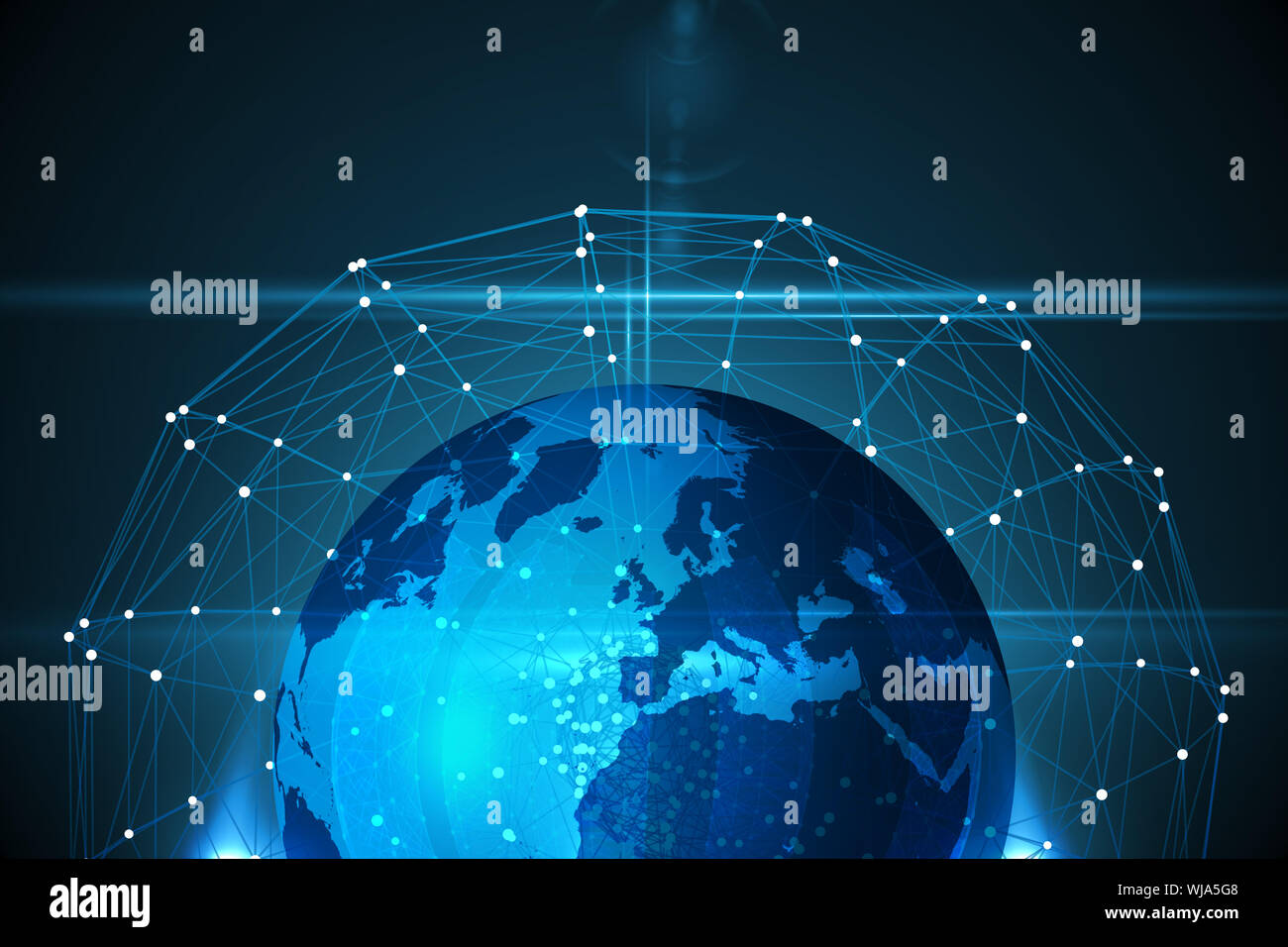 Globe in sphere on black background Stock Photo