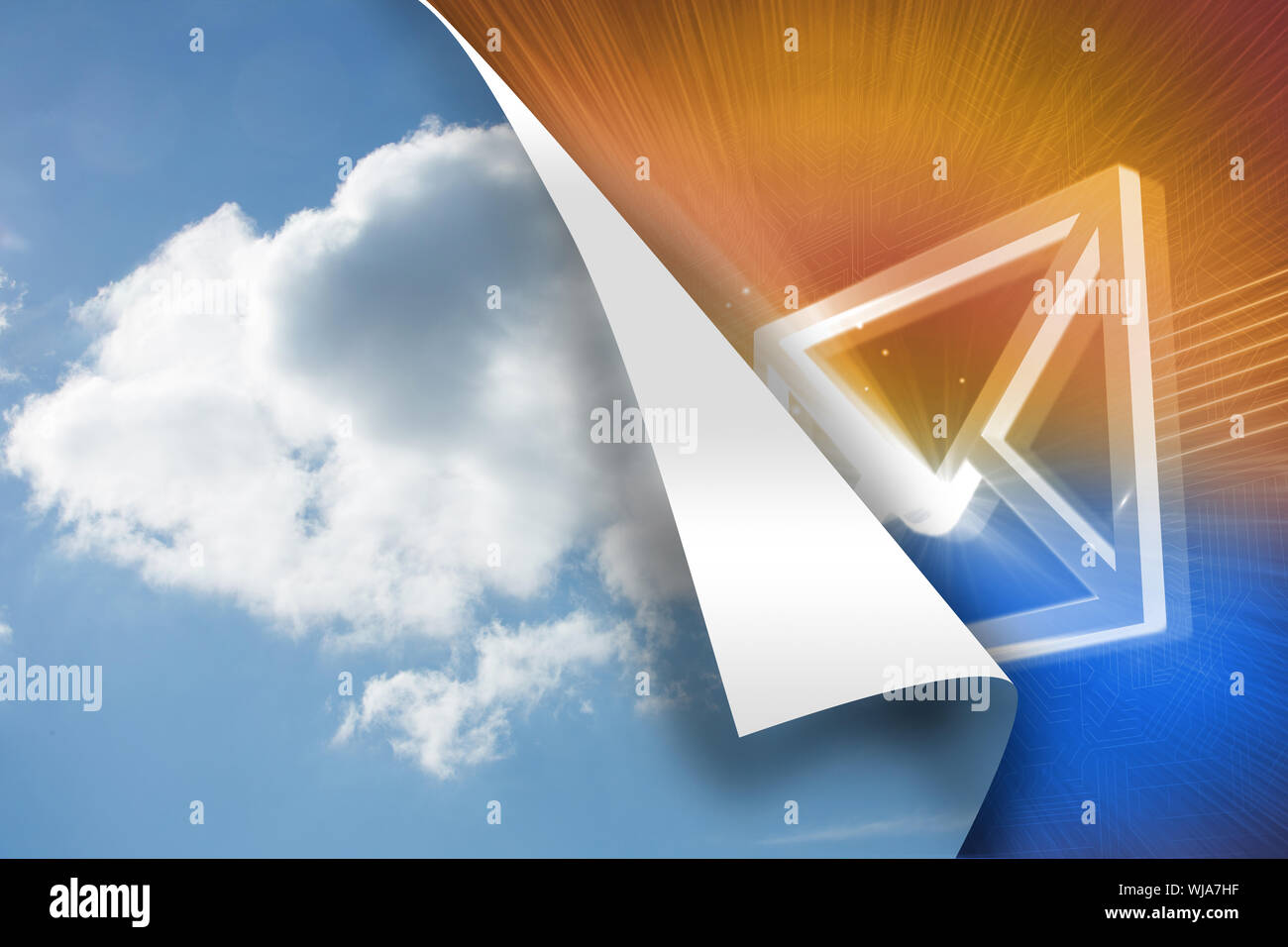 Sky background over bright envelope background Stock Photo