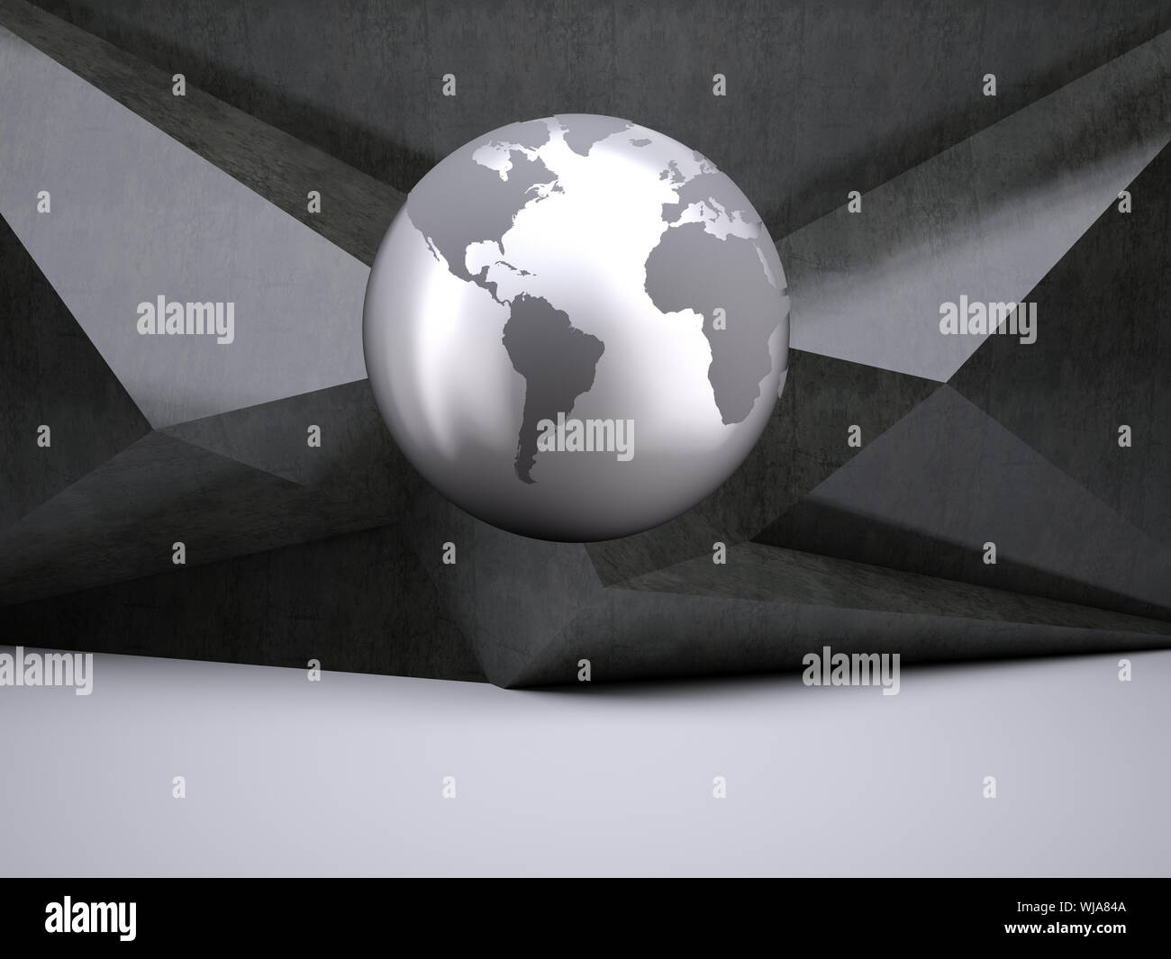 Planet on grey abstract background Stock Photo