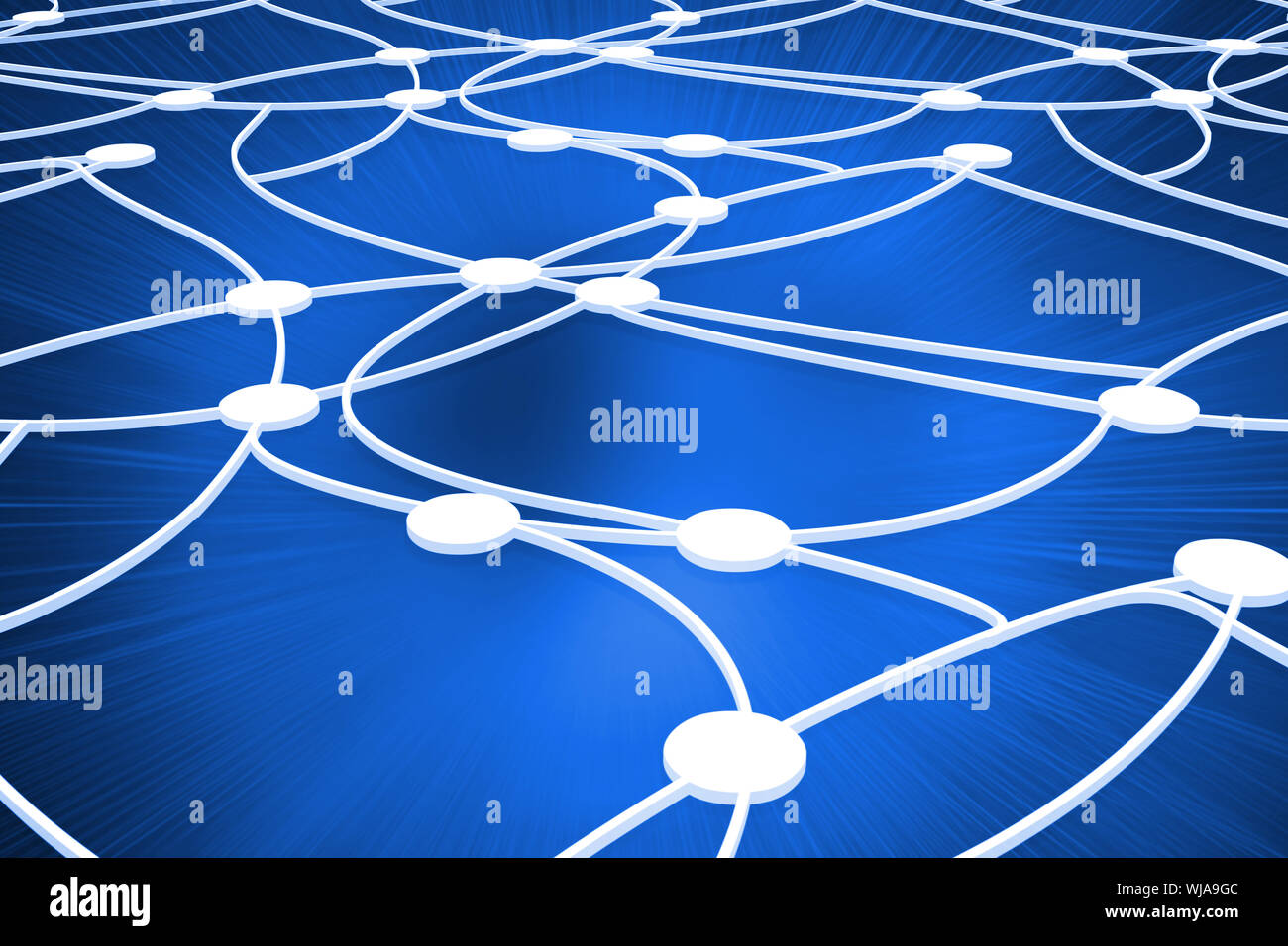 Digitally generated shiny dots connected with lines Stock Photo