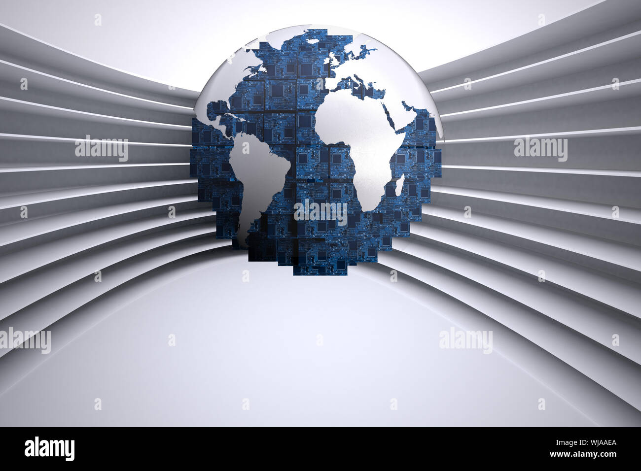 Digital globe on grey abstract background Stock Photo