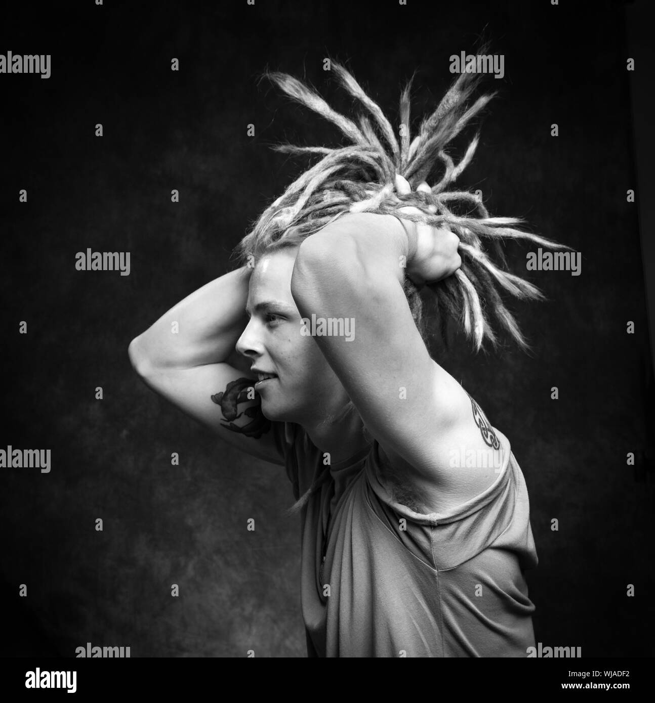 Male model black and white hi-res stock photography and images - Alamy