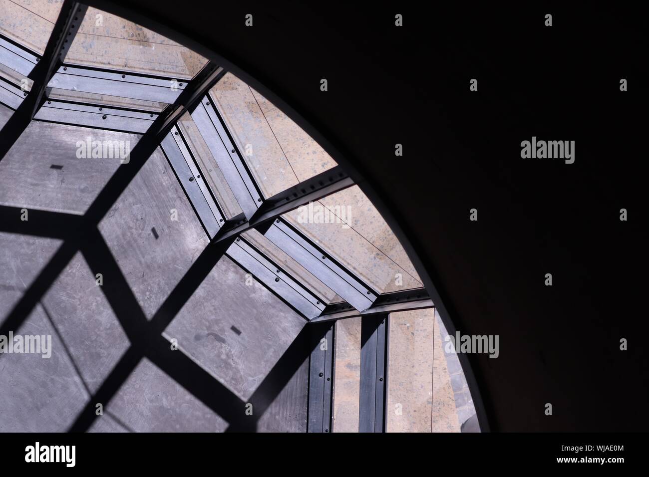 Low angle shot of windows with metal frames in Zeitz MOCAA at Cape Town