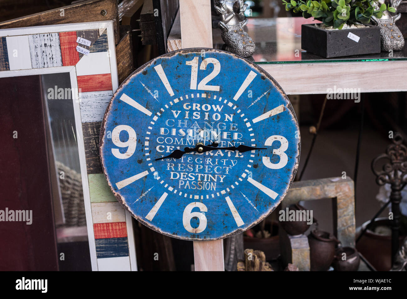 Antique Clock At Store For Sale Stock Photo Alamy