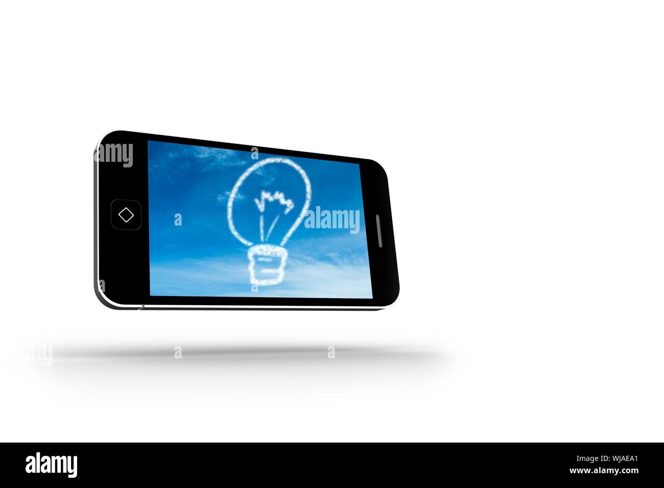 Cloud light bulb on smartphone screen Stock Photo