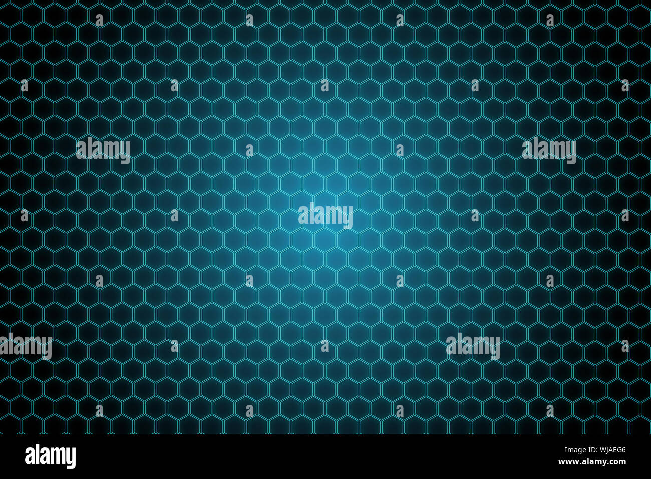 Black background with shiny hexagons Stock Photo